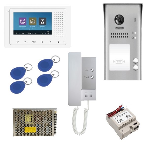 Kit videointerfon digital, color, pe 2 ﬁre, acces RFID + post interior audio, 2Easy DT433-D4 DT-DJ4A - ULTRAMASTER.RO